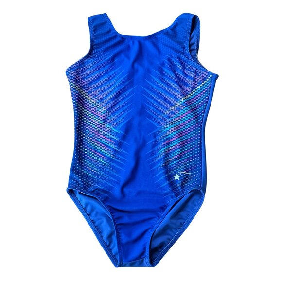 Destira Other - DESTIRA Blue Gymnastics Leotard Girls CM 8 Gym Leo Purple Pink Yellow Accents